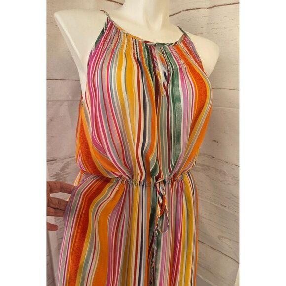 VTG Inspired Velvet Graham & Spencer Maxi Dress XL Rainbow Stripe Summer - Picture 5 of 9